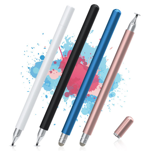 Stylus Pens for Touch Screens(4 Pcs), Capacitive 2 in 1 High Sensitivity & Precision Stylus Pen for iPad, Universal Tip Stylus Compatible with iPhone (White/Black/Rose/Dark Blue)