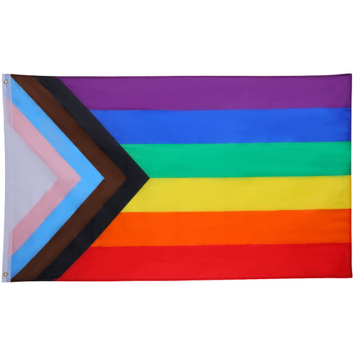 Hananona Big Progress Pride Rainbow Flag 3x5 ft LGBTQ Gay Pride Flags Cape Progressive Bisexual Non Binary Lesbian Transgender Flag Indoor Outdoor Wall (Progress Pride Flag)