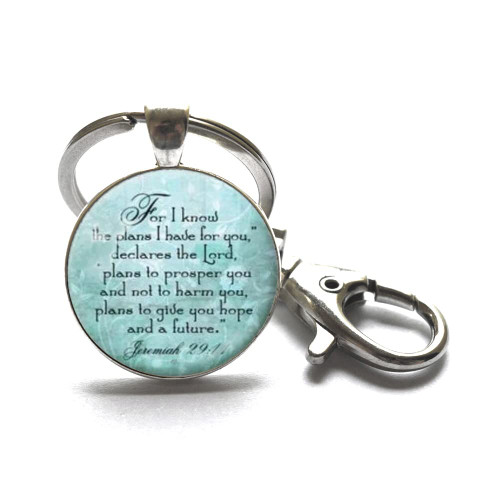 Jeremiah 29:11 Christian Key Ring Scripture Jewelry Christian Gift for Christian Bible Verse Keychain Spiritual Quote Cream Inspirational.XY07