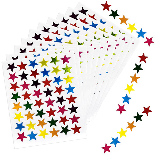 1440 Pack 30 Sheets Star Stickers, 0.6" Diameter Reward Stickers for Kids, Children, Face, Small Foil Star Stickers for Reward Chart (1440 Pack, Multicolor)