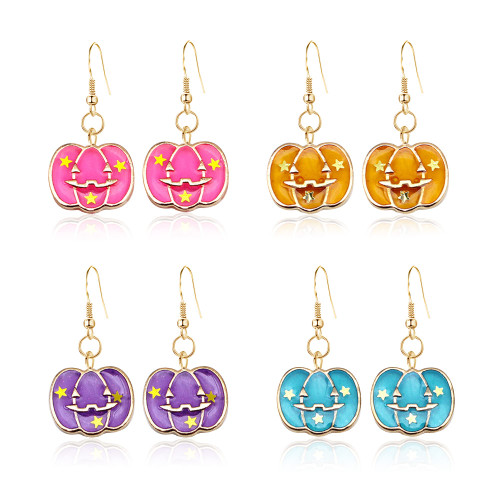 Chanaiqw 4 Pairs Halloween Pumpkin Earrings Hypoallergenic Alloy Dangle Earrings for Women Holiday Thanksgiving Halloween Pumpkin Drop Earrings (4 Pairs Halloween Pumpkin Earrings)