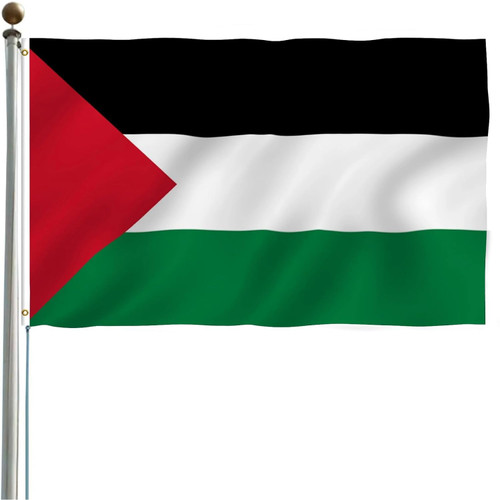 Palestine Flag 3x5 Ft, Palestinian National Flag with Brass Grommets, Large Free Palestine Outdoor Flag 100d Polyester for Independence Day Party Indoor Outdoor Decorations