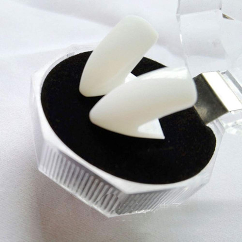 BESTOYARD Pair 15MM Vampire Teeth Vampire Fangs Dentures Halloween Party Favors Cosplay Prop Decoration Horror Scary Teeth
