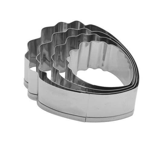 4 Pcs Cookie Cutter Set Stainless Steel Biscuits Cutter Set Peony Shaped Cookie Embossing Mold for Baking Cutting Biscuits and Fondant