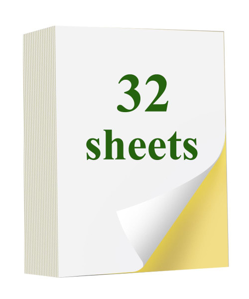 32 Sheets of Sticker Paper- White Matte Printable Sticker Paper for Inkjet Printer, Sticker Printer Paper Full Sheet Labels,for Laser/Inkjet Printers,Letter Size (8.5" x 11")