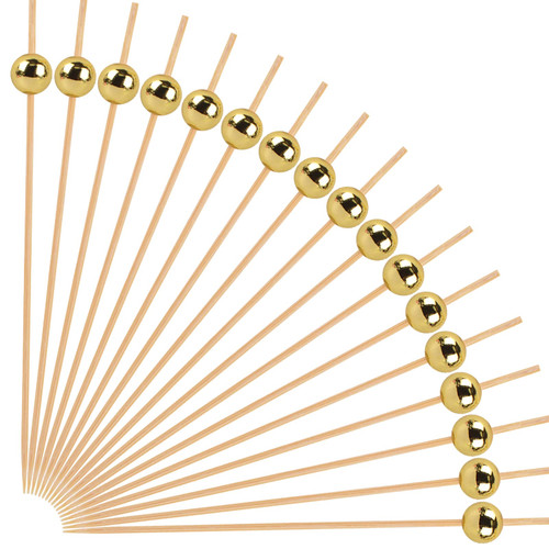 150PCS Bamboo Cocktail Picks, Gold Pearl Food Picks for Appetizers and Fruit, Cocktail Skewers for Drinks, Cocktail Toothpicks for Events Parties, 4.7 Inch Long 150PCS Bamboo Cocktail Picks, Gold Pearl Food Picks for Appetizers and Fruit, Cocktail Skewers for Drinks, Cocktail Toothpicks for Events Parties, 4.7 Inch Long