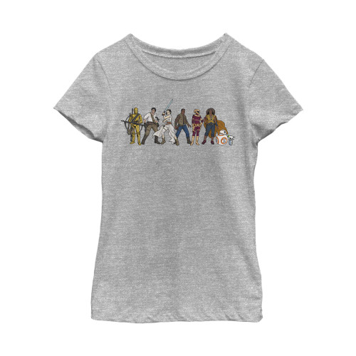 Star Wars Rise of Skywalker Resistance Lineup Girls Short Sleeve Tee Shirt, Athletic Heather, Large