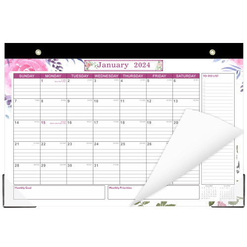 Desk Calendar 2023-2024 18 Month Desk Pad Calendars 17" x 12" July 2023 - December 2024.