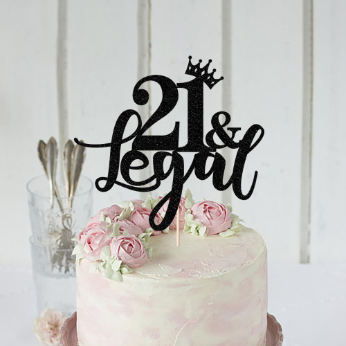 Sleyberoy Glitter 21 & Legal Cake Topper- 21st Happy Birthday Cake Topper, 21st Birthday Party Decorations (Black) Sleyberoy Glitter 21 & Legal Cake Topper- 21st Happy Birthday Cake Topper, 21st Birthday Party Decorations (Black)
