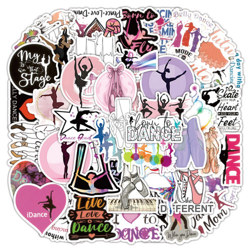 100PCS Dancing Stickers,Water Bottles Laptop Car Decal - Perfect Dancer Gifts for Girls and Teenagers?Dance Decals, Girls Dance Party Favors (Dancing)