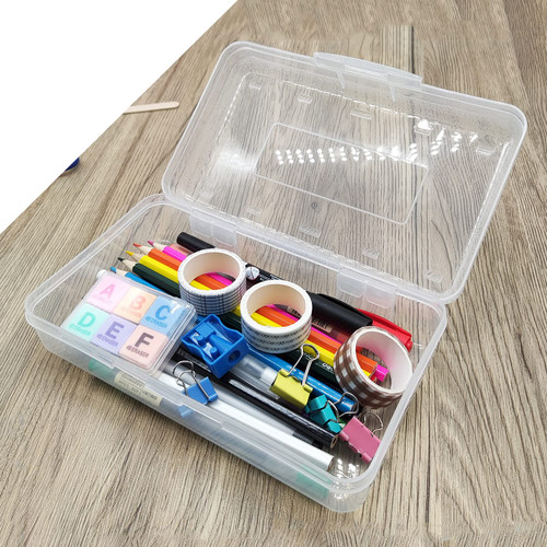 Nuozme Plastic Translucent Pencil Box,Pencil Cases with Snap-Tight Lid for Pens, Pencils, School Supplies,Office Supplies, 1 Pack
