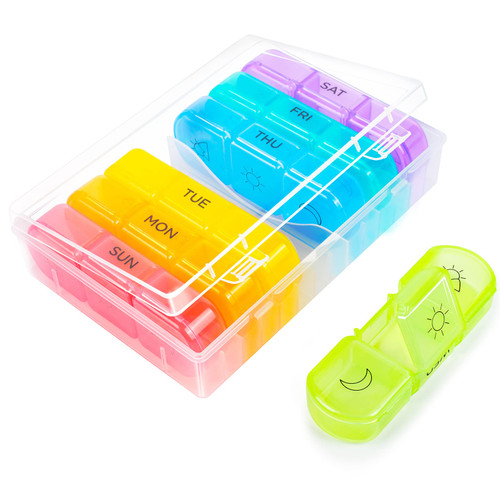 Pill Organizer 3 Times a Day - Weekly Pill Organizer 3 Times a Day - Large Pill Box 7 Day Medicine Organizer Pill Case