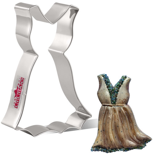 LILIAO Wedding Dress Cookie Cutter - 2.7 x 4 inches - Biscuit Fondant Sandwich Bread Mold Cutters - Stainless Steel - by Janka