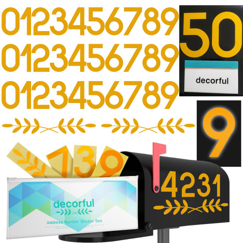 Decorful Reflective Mailbox Numbers Waterproof Number Stickers Mailbox Numbers for Outside 3 Sets House Address Rainproof Resistant Adhesive Address Decals - Gold Silver Black - Address Sign for Outside or Inside (Reflective Gold, 3 Inch) Decorful Reflective Mailbox Numbers Waterproof Number Stickers Mailbox Numbers for Outside 3 Sets House Address Rainproof Resistant Adhesive Address Decals - Gold Silver Black - Address Sign for Outside or Inside (Reflective Gold, 3 Inch)
