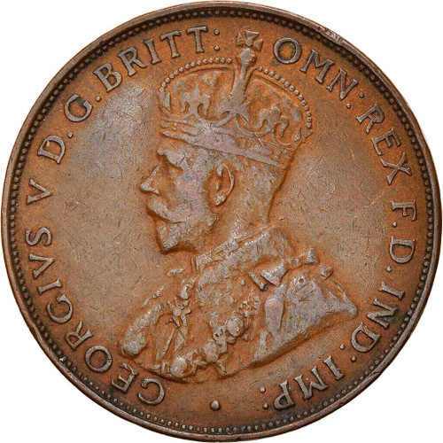 1911-1936 1 Penny Australian Coin. Issued Under King George V, A Large And Detailed Coin. 1 Penny Graded By Seller. Circulated Condition.