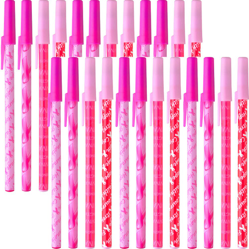 ABOAT Breast Cancer Awareness Pens Pink Ribbon Message Ballpoint Pens for Charity Recognition Public Event Fundraiser (24) ABOAT Breast Cancer Awareness Pens Pink Ribbon Message Ballpoint Pens for Charity Recognition Public Event Fundraiser (24)
