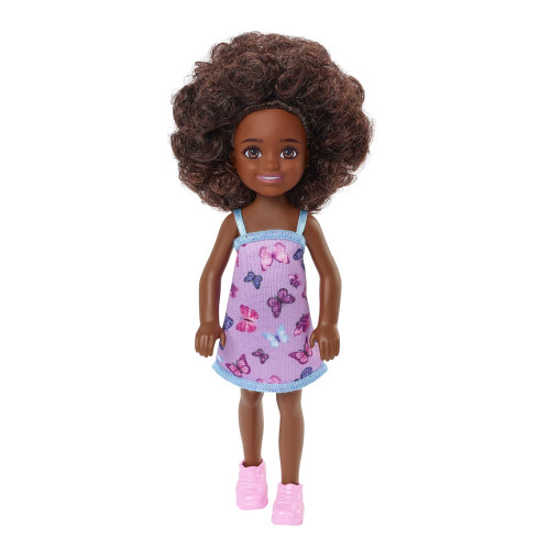 Barbie Chelsea Doll (Curly Brunette Hair) Wearing Butterfly-Print Dress and Pink Shoes, Toy for Kids Ages 3 Years Old & Up Barbie Chelsea Doll (Curly Brunette Hair) Wearing Butterfly-Print Dress and Pink Shoes, Toy for Kids Ages 3 Years Old & Up