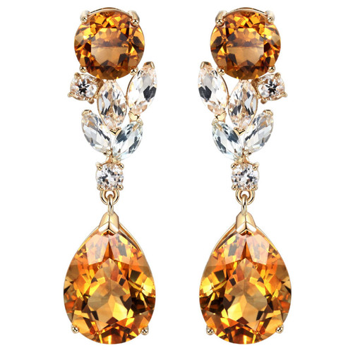 Earrings, 1 Pair Dangle Earrings Water Drop-Shaped Pendant Rhinestone Jewelry Long Lasting Bright Luster Earrings for Daily Wear Yellow