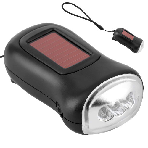 Junlucki Hand Crank Solar Flashlight, Solar Powered Emergency Flashlight Rechargeable Flashlight LED Emergency Dynamo Torch Survival Equipment for Outdoor Camping/Mountain Climbing/Hiking