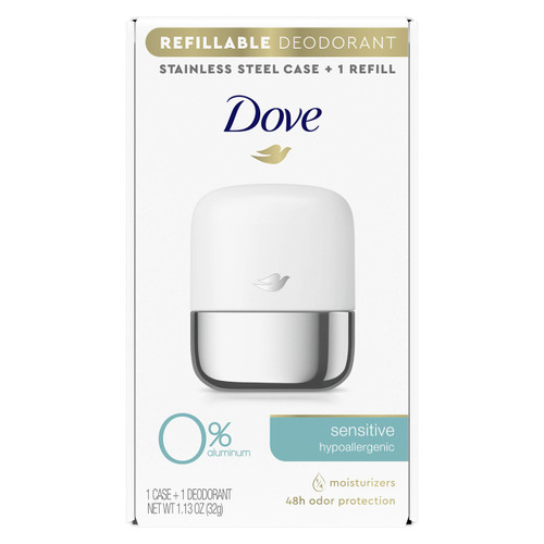 Dove Refillable Deodorant Starter Kit 0% Aluminum Sensitive Aluminum Free Deodorant 1.13 oz Dove Refillable Deodorant Starter Kit 0% Aluminum Sensitive Aluminum Free Deodorant 1.13 oz