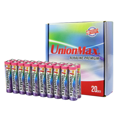 UnionMax AAA Alkaline Battery Super Power Premium LR03/AAA 1.5 Volts 20PCS Paper Pack