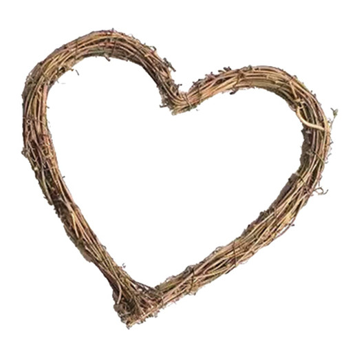 Wicker Wreath Heart Shaped Grapevine Wreath for Rustic Wedding Party Hanging Decoration Wreaths Supplies 25cm Rattan Circle