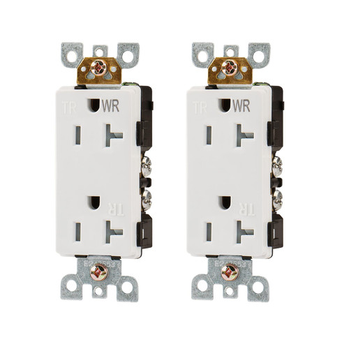 Wengart Decorator Outlet Socket,2pack,20Amp, 125Volt,Weather Resistant&Tamper Resistant,Electrical Wall Outlets,Residential Grade, Self-Grounding, UL Listed