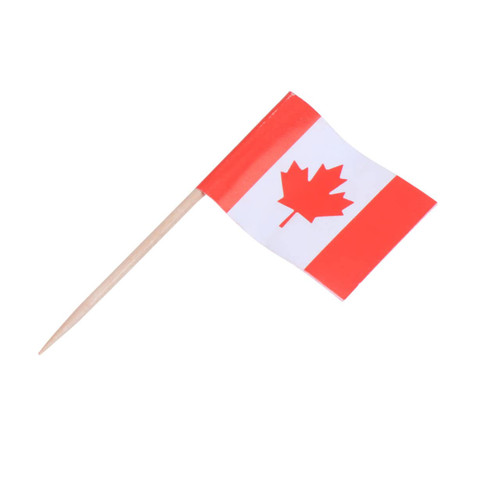 SWOOMEY 100pcs canada flags cupcake topper decorative toothpicks cupcake picks mini flags of the world cocktail picks for appetizers mexico flag for wall Birthday Cake handheld Bamboo