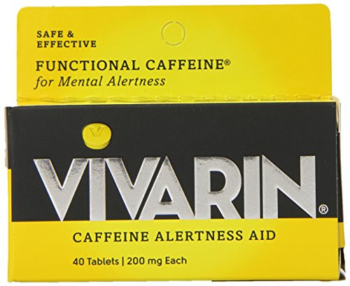 Vivarin Caffeine Alertness Aid, 200mg Tablets, 40 Count, Functional Caffeine for Mental Alertness, Same Caffeine as a Cup of Coffee Vivarin Caffeine Alertness Aid, 200mg Tablets, 40 Count, Functional Caffeine for Mental Alertness, Same Caffeine as a Cup of Coffee