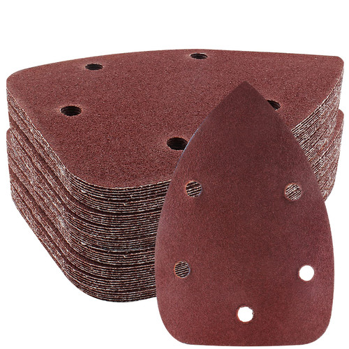 Cionyce 25 Pcs 100 Grit Mouse Detail Sander Sandpaper 5 Hole Mouse Sandpaper Hook and Loop Sander Pads Sanding Sheets for 140mm Sanding Machine