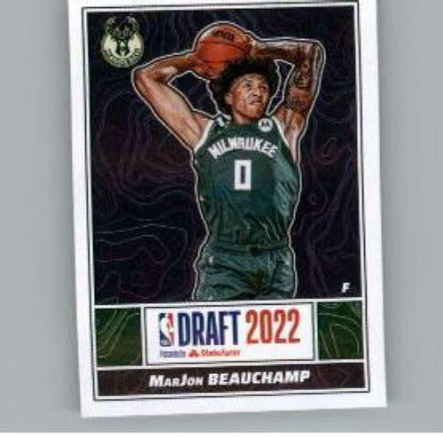 2022-23 Panini NBA Stickers #92 MarJon Beauchamp RC Rookie Draft 2022 Milwaukee Bucks Official Thin Mini Sticker Trading Card