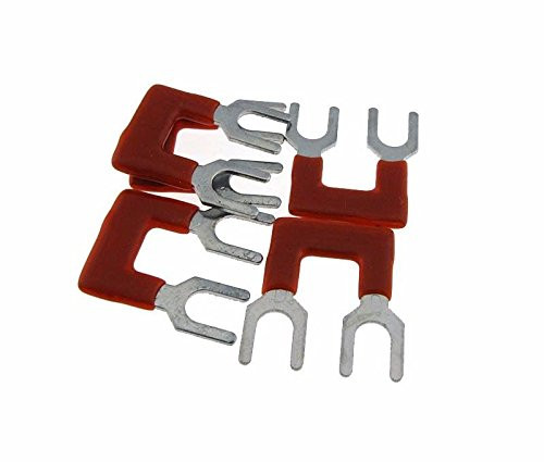 2 POS Shorting Bar Stripe for 15A Screw Barrier Terminal Block - Red - Pack of 5