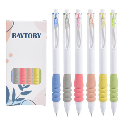 BAYTORY 6Pcs Cute Gel Pens, Quick Dry Ink Pen Fine Point Black Refills 0.5mm, Aesthetic Stuff Retractable Rolling Ball Pen Smooth Writing for School Supplies Journaling Drawing Notetaking