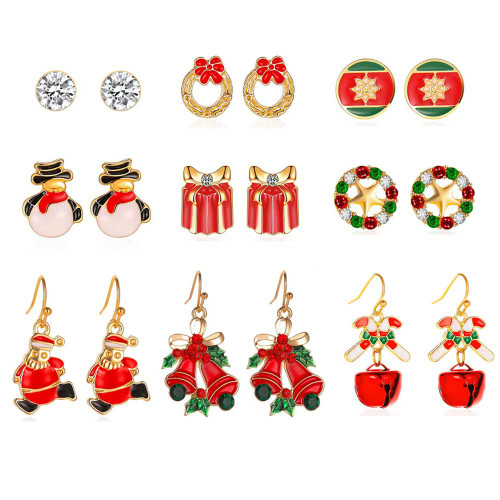 9 pairs Christmas Earrings Christmas Stud Earrings Include Christmas Trees, Snowflakes, Bells Earrings for Women Girls Thanksgiving Xmas Jewelry-A 9 pairs Christmas Earrings Christmas Stud Earrings Include Christmas Trees, Snowflakes, Bells Earrings for Women Girls Thanksgiving Xmas Jewelry-A