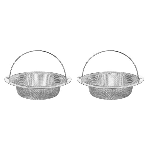 Kitchen Sink Strainer Stainless Steel, Kitchen Sink Drain Strainer with Handle, Sink Strainers with Large Wide Rim 4.5" Diameter for Kitchen Sinks (2PCS)