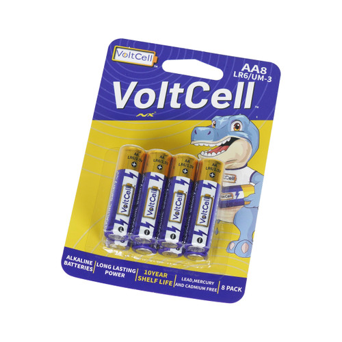 VoltCell Alkaline AA Batteries, 8 Pack, High-Performance Batteries, 1.5 Volt, 10-Year Shelf Life VoltCell Alkaline AA Batteries, 8 Pack, High-Performance Batteries, 1.5 Volt, 10-Year Shelf Life