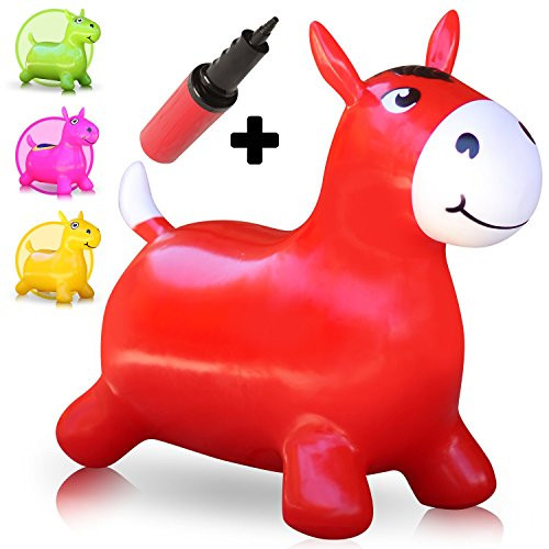 WALIKI Hopping Horse Hopper (Johnny The Bouncy Horse, Ridding Horse for Kids, Pump Included red)