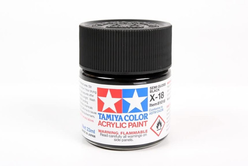 Tamiya Acrylic X-18 Semi-Gloss Black 23ml TAM81018