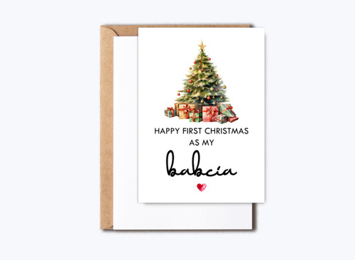 HKDesignGift Happy First Christmas As My Babcia - Christmas Card For Babcia - New Grandma Babcia Gift - First Christmas Card - 1St Christmas As Babcia - Mom Christmas Card