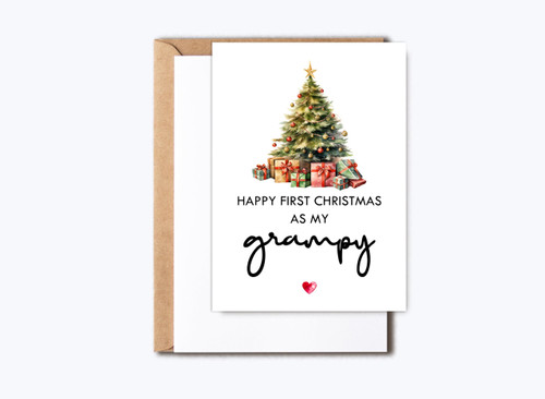 HKDesignGift Happy First Christmas As My Grampy - Christmas Card For Grampy - New Grandpa Grampy Gift - First Christmas Card - 1St Christmas As Grampy - Dad Christmas Card