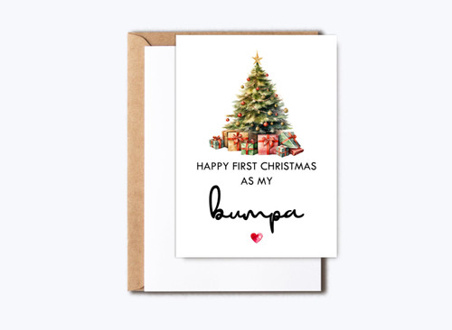 HKDesignGift Happy First Christmas As My Bumpa - Christmas Card For Bumpa - New Grandpa Bumpa Gift - First Christmas Card - 1St Christmas As Bumpa - Dad Christmas Card