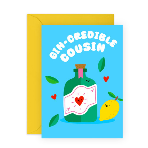 CENTRAL 23 Cousin Birthday Card - Gin-Credible-Cousin - Funny Greeting Cards For Her - Valentines Day Greeting Cards - Gifts For Women - Valentines Card - Comes With Fun Stickers