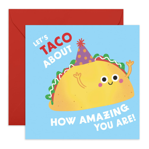 CENTRAL 23 Happy Birthday Card Her Him - Lets Taco About How Amazing You Are - Birthday Greeting Card Kids - Cute Greeting Cards For Nephew Niece - Gifts From Mom Dad - Comes With Fun Stickers