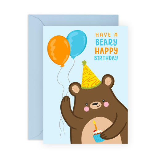 CENTRAL 23 Happy Birthday Cards For Her Him - Bear Happy Birthday - Animal Greeting Card For Kids - Cute Greeting Cards For Nephew Niece - Gifts From Mum Dad - Comes With Fun Stickers