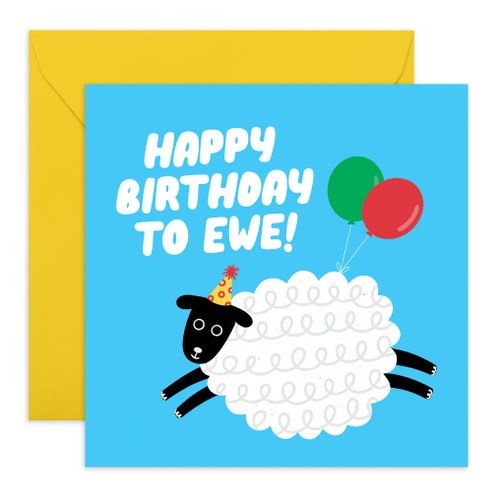 CENTRAL 23 Happy Birthday Card Her Him - Happy Birthday To Ewe - Birthday Greeting Card Kids - Cute Greeting Cards For Nephew Niece - Gifts From Mom Dad - Comes With Fun Stickers