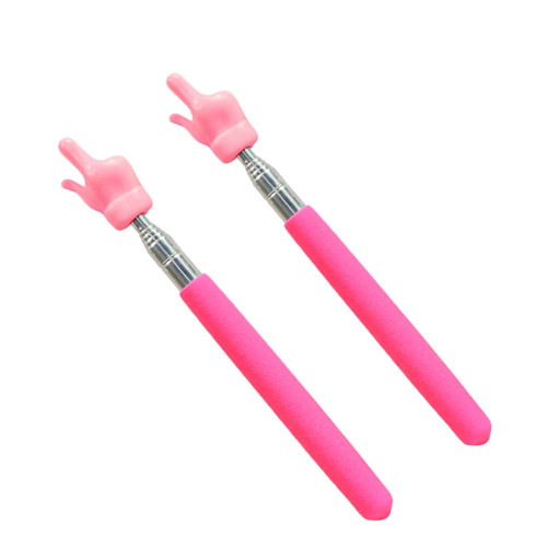2 Pcs Telescopic Teachers Pointer, Extendable Hand Pointer Finger Teacher Pointer Stick Mini Retractable Classroom Pointer for Elementary School Kindergarten Teacher, Classroom Supplies - Pink