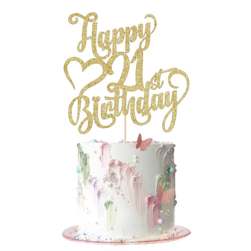 AROKIPPRY Gold Glitter Happy 21st Birthday Cake Topper - 21 Anniversary/Birthday - Hello 21, Cheers to 21 Years,21 & Fabulous Cake Topper Party Decoration (21st) AROKIPPRY Gold Glitter Happy 21st Birthday Cake Topper - 21 Anniversary/Birthday - Hello 21, Cheers to 21 Years,21 & Fabulous Cake Topper Party Decoration (21st)