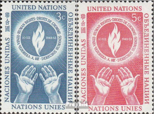 UN - New York 25-26 (Complete.Issue.) 1953 Human Rights (Stamps for Collectors)