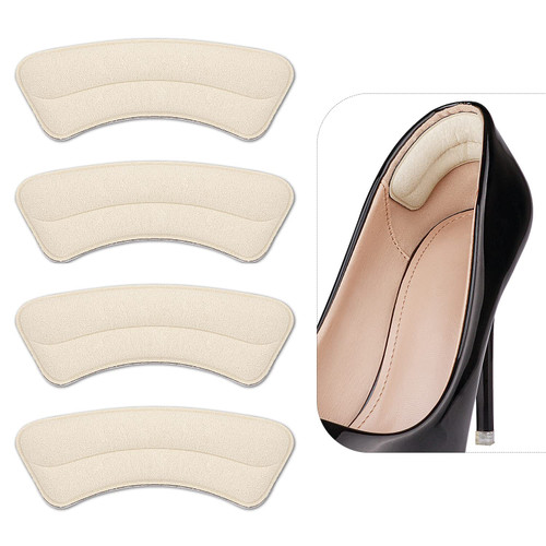 Heel Grips Liner Cushions Inserts for Loose Shoes, Heel Pads Snugs for Shoe Too Big Men Women, Filler Improved Shoe Fit and Comfort, Prevent Heel Slip and Blister (4 Pairs) (Pale Apricot)
