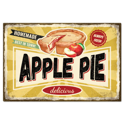 GLOBLELAND Vintage Apple Pie Metal Tin Sign Retro Personalized Signs Art Plaque Poster Wall Decor for Home Kitchen Bar Coffee Shop Club Orchard Decoration